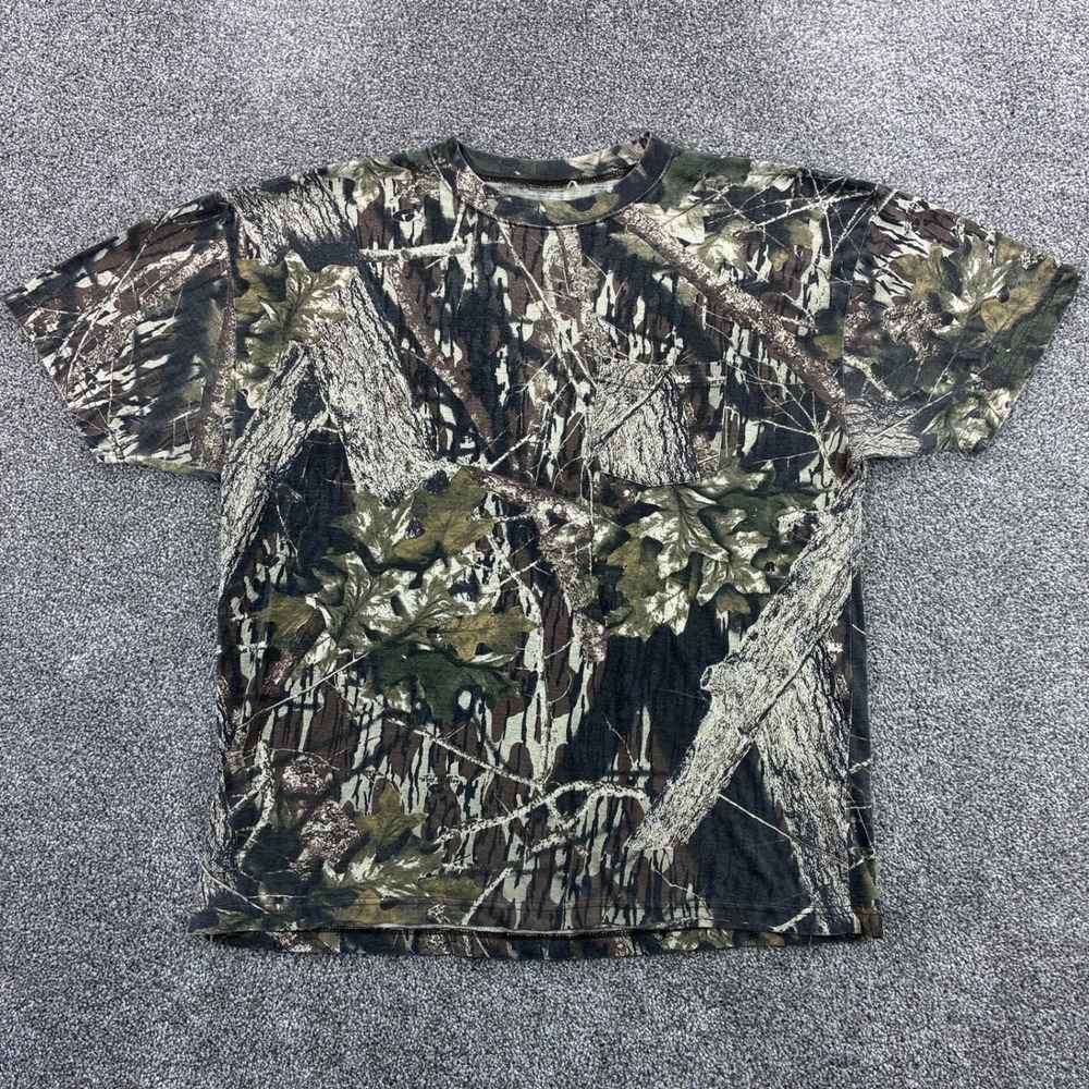 Vintage Y2K Mossy Oak Camo Shirt Mens XL Short Sleeve Camouflage Break-Up
